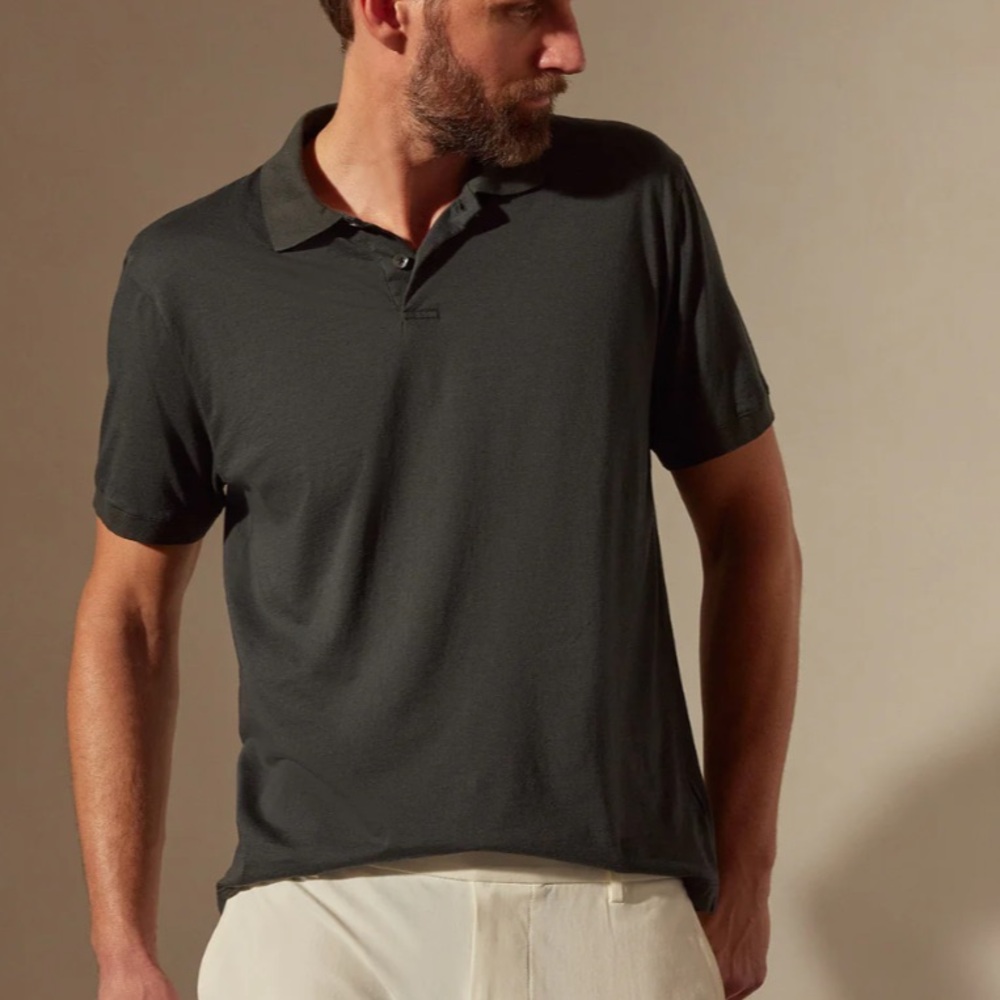 Gently Worn!!! James Perse Black Polo Shirt Classic Short Sleeve, Size 2